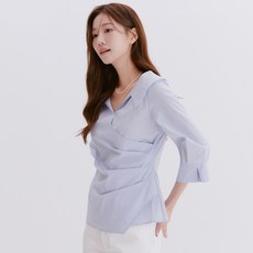 로엠 오픈카라 랩 블라우스