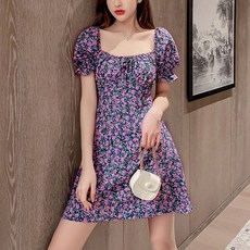 마더브띠 여성용 플라워 쉬폰 미니 원피스