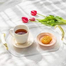 생활공식 플레이트 핸들 트레이, 투명