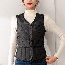 마켓에이 여성용 슬림핏 경량 패딩조끼