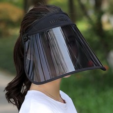 에이빅 UV 자외선 차단 투명 등산 얼굴 햇빛가리개 모자, 블랙