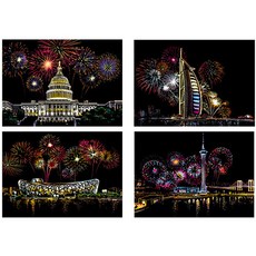 나이트뷰 스크래치북 4종 세트 불꽃 A4 B-1, 혼합색상