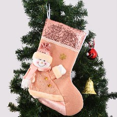 Home Flow桃色亮片亮點聖誕襪子樹裝飾品, 雪人
