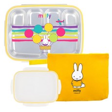 Miffy 旅行不鏽鋼餐盤便當袋組 (6格) + 素色蓋, 1組, 食品托盤+人物蓋+平蓋+托盤袋, 混色