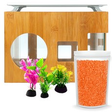 아쿠아테라 우드케이싱 어항 AMZ-W30 + 인조 수초 3종 + 바닥재 1kg+ LED 등커버 세트, 주황(바닥재), 랜덤발송(수초), 1개