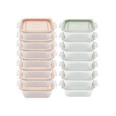 씨밀렉스 점보 쿡밥 미니 냉동밥 보관용기 2종 x 7p 세트 400ml, 1세트, 그린 7p + 핑크 7p