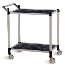 월드센스 프리미엄 우드 2단 서빙카트 대, 흑마블, 1개