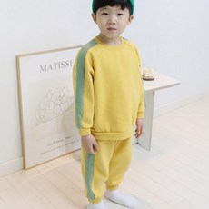 꼬마옴므 유아용 기모 라인 상하복 세트