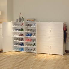 DIY 원목무늬 도어 조립 신발장 164 x 32 x 94 cm, 혼합색상