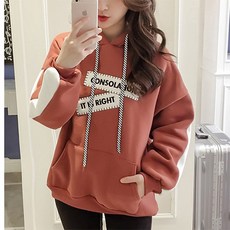 라인 패치 포인트 기모 오버핏 임산부 후드티 상의