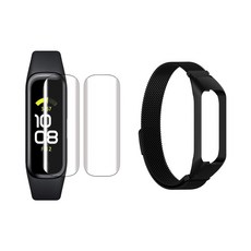 스토리링크 삼성 액정 보호필름 2p + 메탈스트랩 세트, 혼합색상(보호필름), 블랙(스트랩)