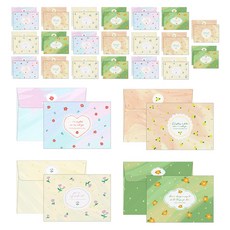 마음담아 보테 미니 편지지 4종 x 6p + 봉투 4종 x 6p 세트, 혼합색상, 12p 혼합색상, 12p