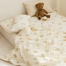 SHEZ HOME 嬰兒人造絲夏季毛毯, 泰迪熊米色