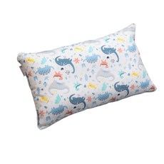 ahtty blanc 人造絲涼感兒童枕頭, 藍色恐龍款, 50x30 公分, 枕芯1入+枕套1入, 50 x 30cm, Blue Dino
