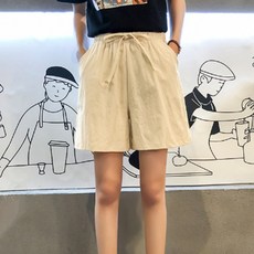 알로데 여성용 캐주얼 면 와이드 레그 반바지