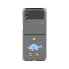 아스카코리아 플라워 공룡 투명 젤리 하드 휴대폰 케이스