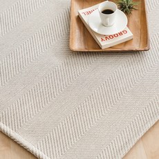 SCANDI&HOME Chevron Sisal Look 奶油米色客廳防塵地毯，200 x 150cm，簡約人字紋，舒適防塵, 奶油米色
