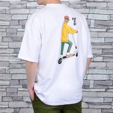 남성용 N킥보드 오버핏 반팔 티셔츠