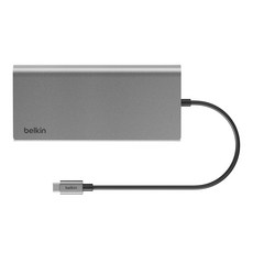 벨킨 Connect 유니버셜 USB C 8 in 1 M1 / M2 / M3 맥북 지원 듀얼 디스플레이 허브 INC015btSGY-CZ, 실버그레이, 1개