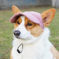 파스텔펫 반려동물 컬러 코듀로이 캡모자, 핑크, 1개