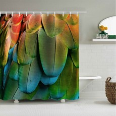 컬러풀깃털 샤워커튼 그린 152 x 180 cm, 1개, 그린계열