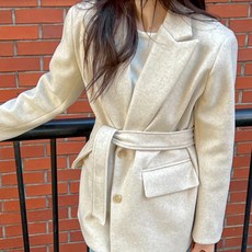 슈가펀 여성용 하키메 오버핏 카라 자켓
