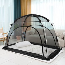 DDASUMI TENT 蚊帳帳篷型床蚊帳+桿子組, 黑色