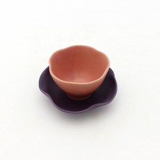 月鹽手工瓷花瓣茶杯套組, 深紫色, 1個