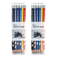 투코비 코마 교정용 삼각 그립 연필 B TC-P02 12p, 혼합색상, 2개