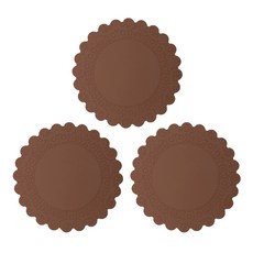 플라이토 실리콘 레이스 냄비받침, 브라운, 3개
