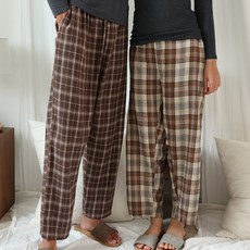 테라우드 클래식 면 기모 체크 파자마 바지 D타입 2p