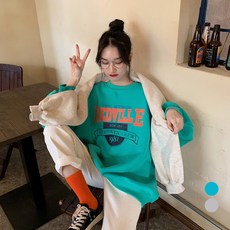 엘쏘 루즈핏 라운드 프린팅 기본 맨투맨