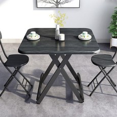 접이식 테이블 의자 세트-추천-마켓플랜 오브제 접이식 사각 테이블 소형, 블랙