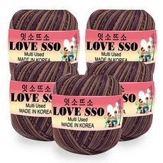 잇소뜨소 러브쏘 여름투톤 뜨개실 큰 80g 5p, 투톤 버건디 + 베이지, 580m - 니트레터링실