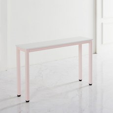 철제 홈 바 테이블 1200 x 300 mm, 화이트(상판) + 핑크(다리) CGM903