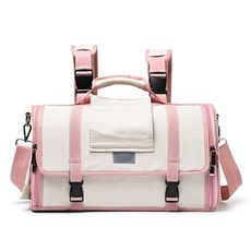 고양이 JCP 버클 투톤 이동 가방, 화이트, 1개