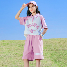 오렌지다몸 여아용 BRAVE 테니스공 두줄 반팔 상하복 세트