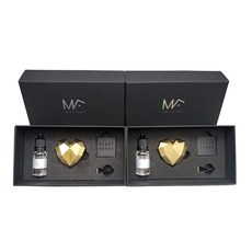 엠퓨처 차량용 하트 방향제 매트 골드 2p + 오일 15ml x 2p + 3cm 클립 2p + 오일솜 2p, 오일(블랙베리베이), 1세트