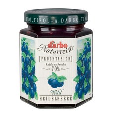 D'arbo 德寶 奧地利70%果肉果醬 蒂羅爾藍莓, 頂級飯店和商務艙專用, 天然果肉製成, 200g, 1罐