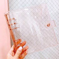 랄라예나 로즈골드 홀로그램 글리터 투명 다이어리 바인더 6공 148 x 160 mm, 글리터 연핑크 로즈골드, 1개