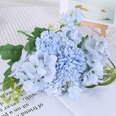 조화 홈플로우 홈데코 사진용품 웨딩장식 부케 꽃다발, 블루, 1개 블루, 1개
