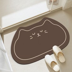 데이소이 잠자는 고양이 욕실 발매트 3.5mm, 커피, 1개