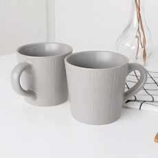블룸엣홈 스트리샤 머그컵 340ml, 라이트그레이, 2개