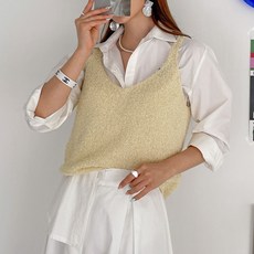 針織女式尾紗毛圈楊 V 領意向緊身胸衣無袖背心