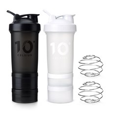 10도씨 블렌딩 쉐이커 보틀 링크 2종 세트, 화이트 + 블랙, 450ml, 1세트