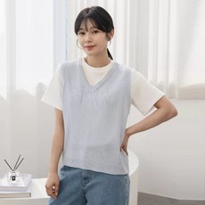 Vanessa Bin涼爽材質針織拼色V領背心 v01050
