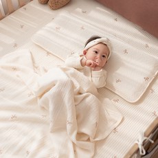 비비엔다 유아용 순수 4중 거즈 블랭킷, 리본베이지