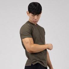 엘라모 남성용 머슬핏 트임 반팔 티셔츠