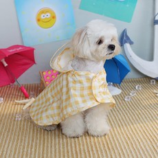 AMYLOVESPET 狗狗LA格紋雨衣披風, 黃色