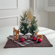 모리앤 크리스마스 눈덮인 숲속트리와 사슴인형 러그 조명세트, 혼합색상, 1개